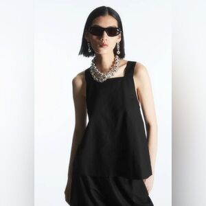 COS Black Cross Back Linen Tank - Small